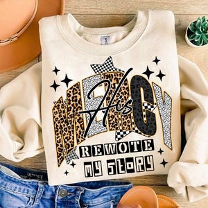 His Mercy rewrote my story Png, Christian women Png, Preppy Everyday Jesus Floral png, Bible verse png, Jesus sublimation, Leopard