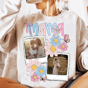 Custom Mama Kids Photo Png, Mothers Day Png, Add Photos, Mom Floral Coquette BowPng, Flowers, Hand drawn, Gift For Mom, Sublimation Design