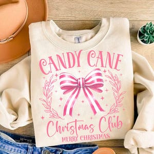 Pink Candy Cane Christmas Club Png, Christmas Season Png, Funny Christmas png, Coquette Bow Xmas, Christmas Sublimation T Shirt design PNG