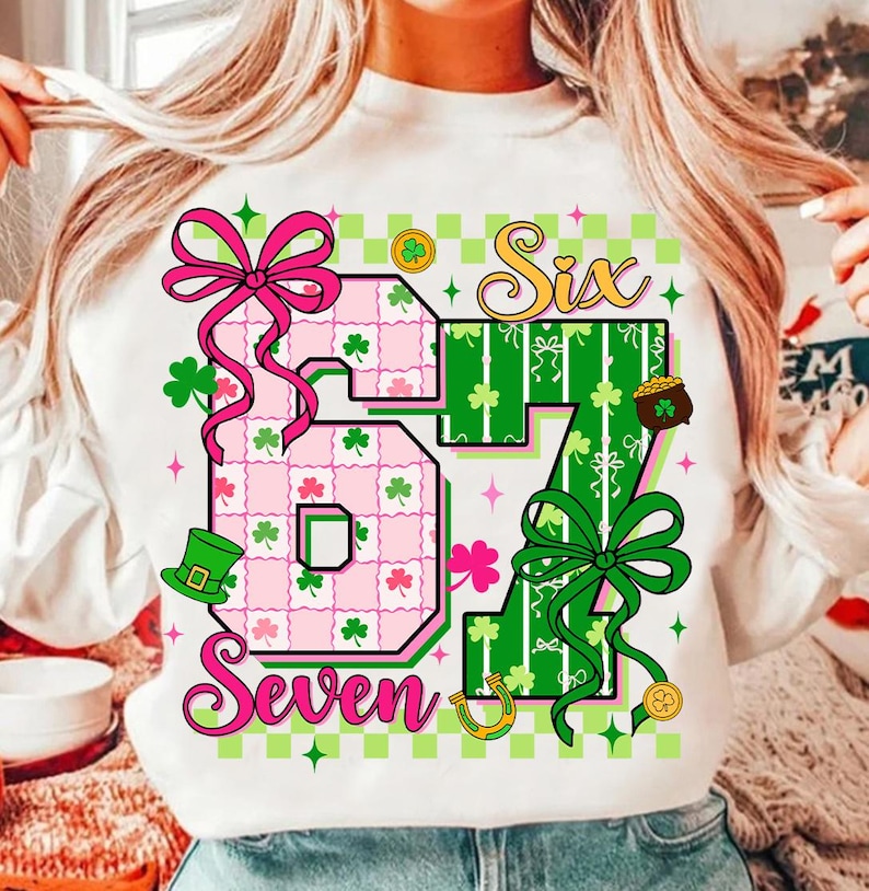 Coquette Six Seven 67 Patrick Png, Lucky Number 67 Png, Trendy 67 Meme ...