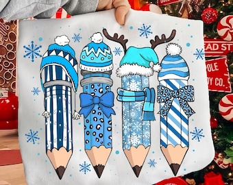 Teacher Pencil Christmas Coquette Png, Winter Christmas Teacher Png, Snowman Xmas Tree Cake, Merry Teacher Png, Xmas Gift For Teacher