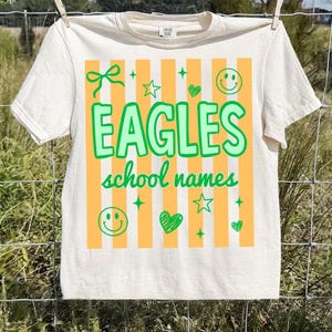 Aangepaste mascotte neon gestreept png, ontwerp schoolgeest, neontestdag png, bloemenvariatieletters, sublimatie terug naar school, testdag afbeelding 5