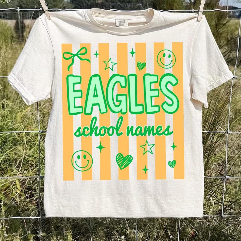 Aangepaste mascotte neon gestreept png, ontwerp schoolgeest, neontestdag png, bloemenvariatieletters, sublimatie terug naar school, testdag afbeelding 5