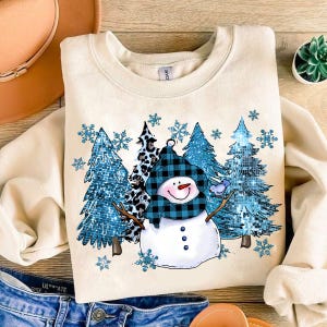 Snowman with Christmas Tree Png, Retro Winter Png, Glitter Christmas Tree Png, Christmas Png, Cute Christmas, Let It Snow Png, Sublimation