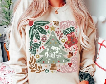 Vrolijk kerstfeest png, vrolijk en helder kerstfeest handgetekende png, boho kerstsublimatie, kerstmis png, girly kerstboom png