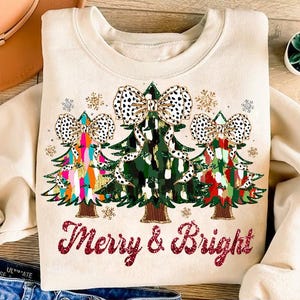Colorful Coquette Glitter Christmas Tree Png, Merry and Bright Christmas Tree Png, Christmas Coquette Bow Dalmantian Dots Png, brushstroke