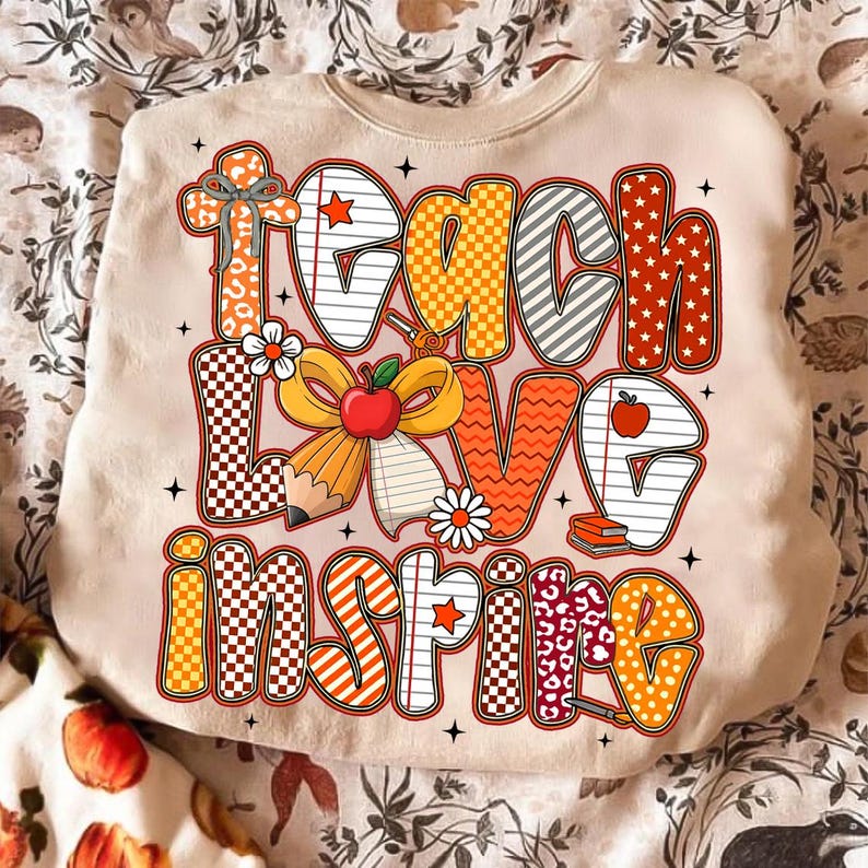 Teacher Fall Png, Teach Love Inspire Png, Fall Png, Teacher Png, Autumn ...