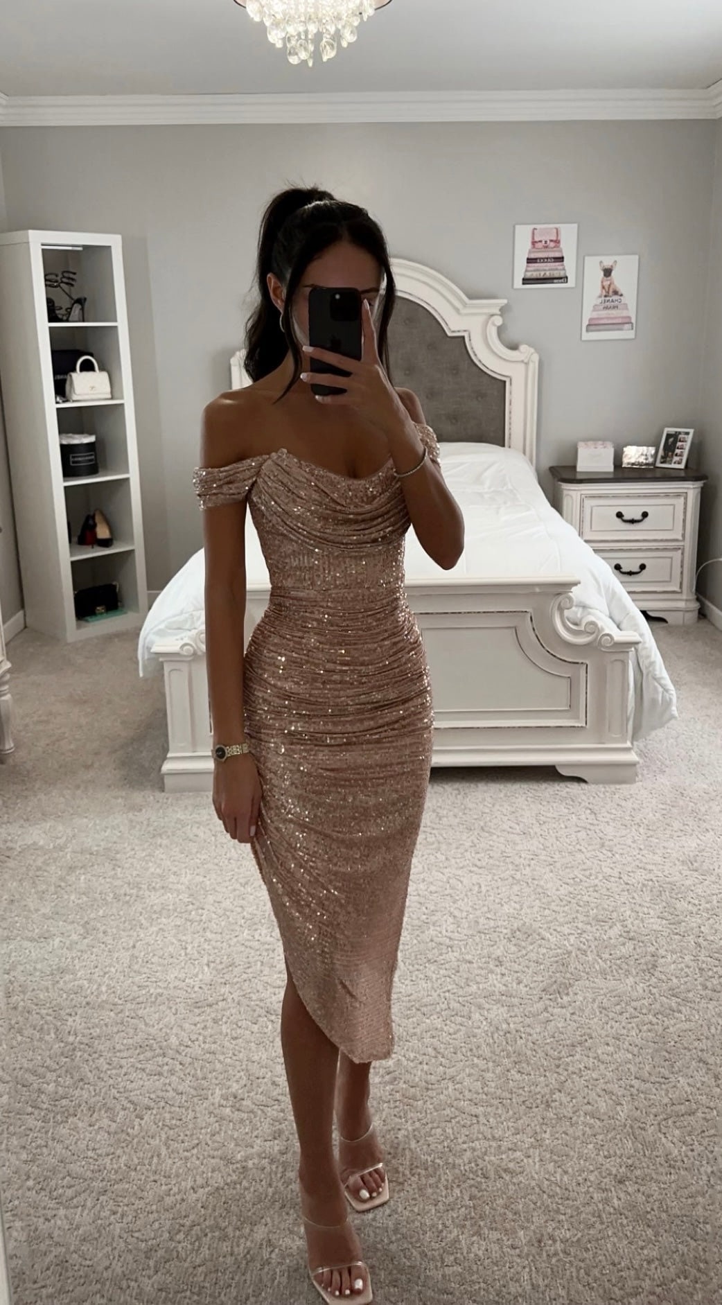 rose gold cocktail dress