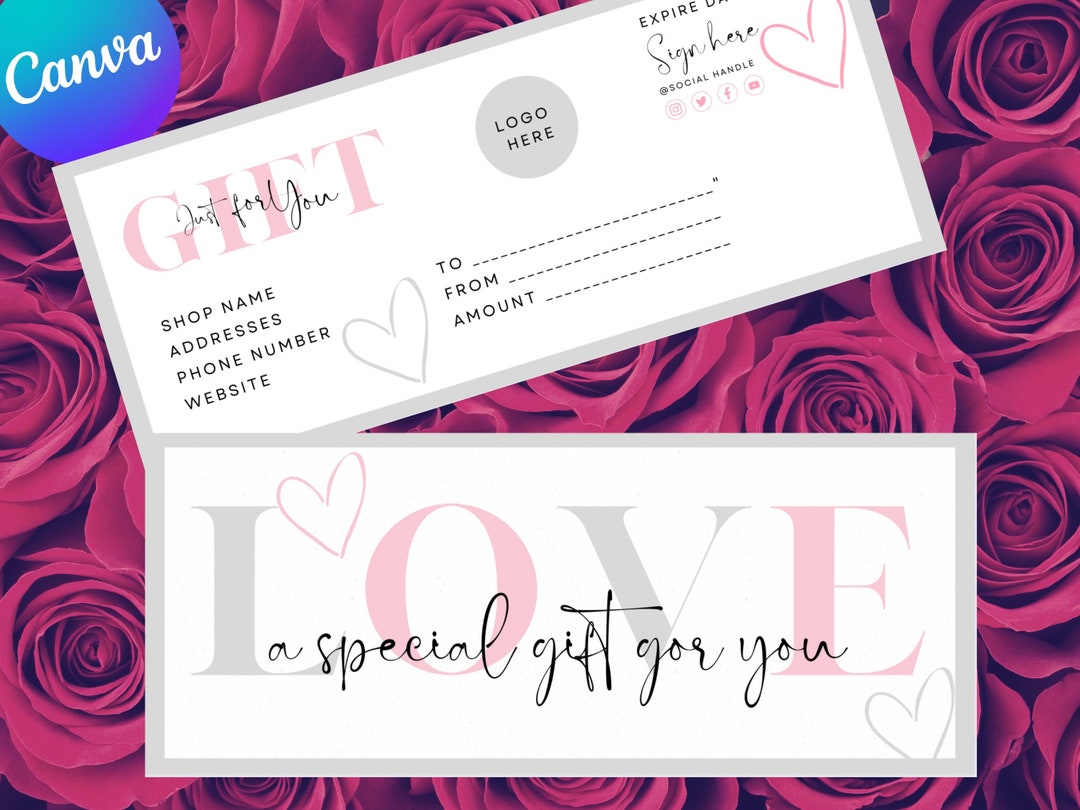 Canva Gift Certificate Template Printable Gift Voucher Template DIY