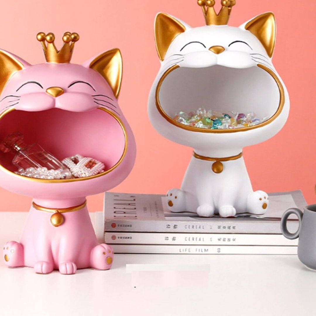 Lucky Cat Statue Sculpture Table Decoration Miniature Etsy