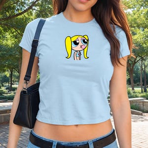 Teen Bubbles Power Puff Girls Y2K Baby Tee, 90s Baby Tee, Vintage Cartoon Tee, Power Puff Girls Tee, Retro Tee , Y2K Aesthetic, Cropped Tee