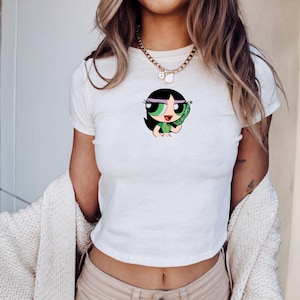 Camiseta infantil estilo años 2000 de Teen Buttercup de las Powerpuff Girls, camiseta infantil de los 90, camiseta vintage de dibujos animados, camiseta infantil retro, camiseta de las Powerpuff Girls, camiseta gráfica de los 2000