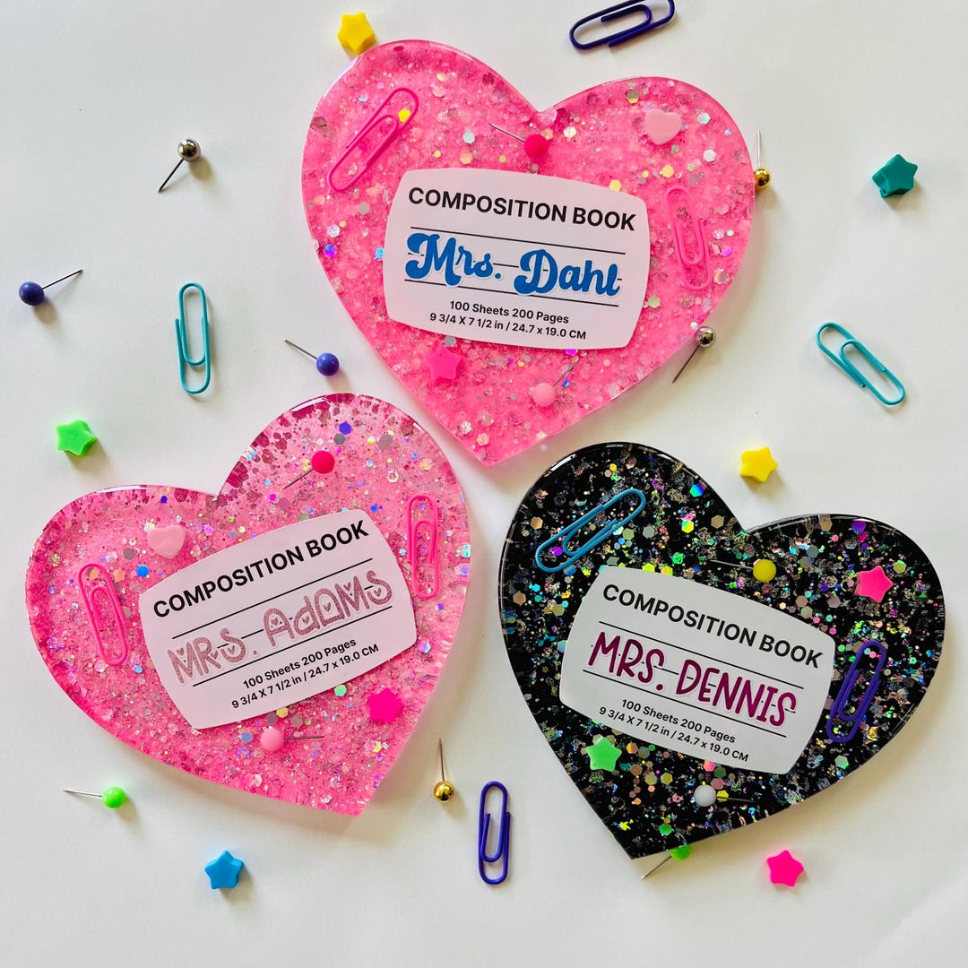 Personalized Heart Teacher Coaster: Epoxy Resin Paperweight - Etsy