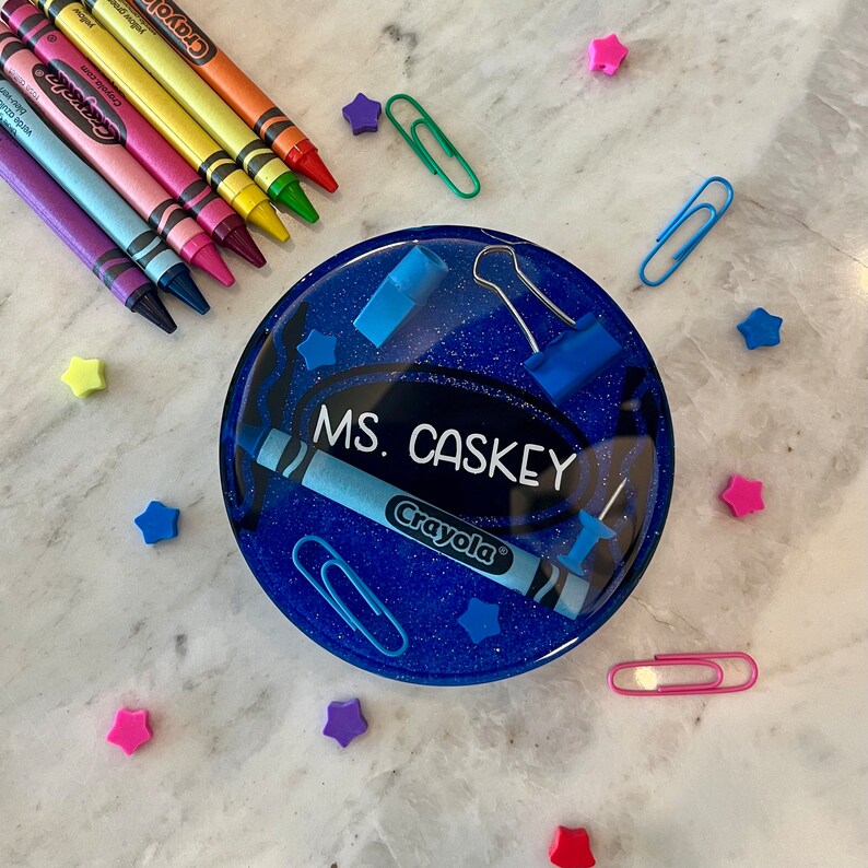 Personalized Teacher Coaster: Crayola Resin Paperweight, Admin Gift - Etsy