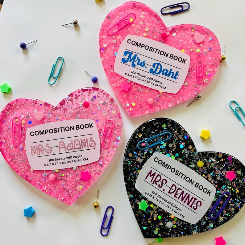 Personalized Heart Teacher Coaster: Epoxy Resin Paperweight - Etsy