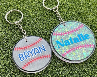 Softball Glitter Sports Tag/Keychain