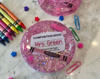 Personalized Teacher Coaster: Glitter Resin Desk Decor
