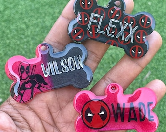 Deadpool Themed Pet Tags