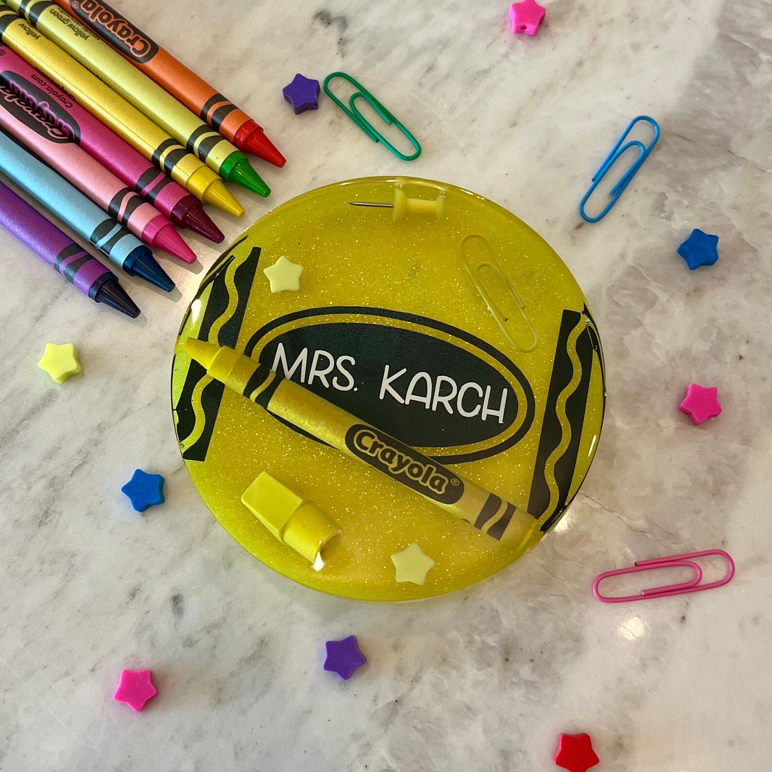 Personalized Teacher Coaster: Crayola Resin Paperweight, Admin Gift - Etsy