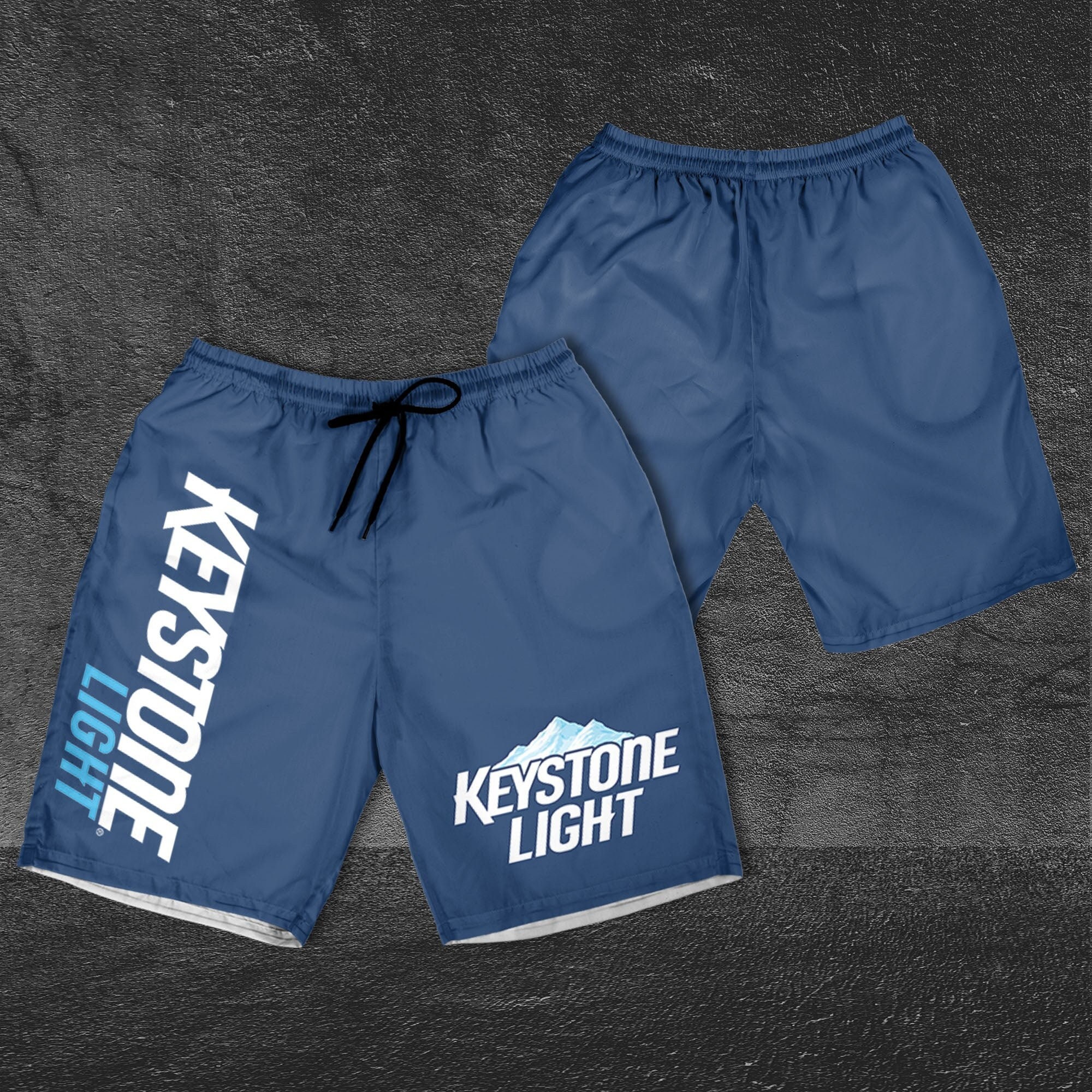 Keystone Light Blue Beer Shorts, Beach Shorts, Keystone Light Shorts F