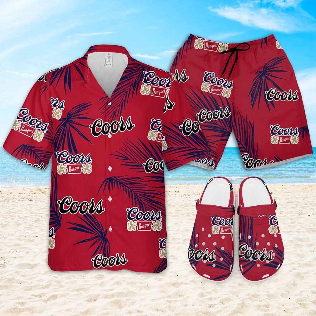 Coors Banquet Hawaiian Palm Leaves Pattern Shirt Hawaii Beer Etsy