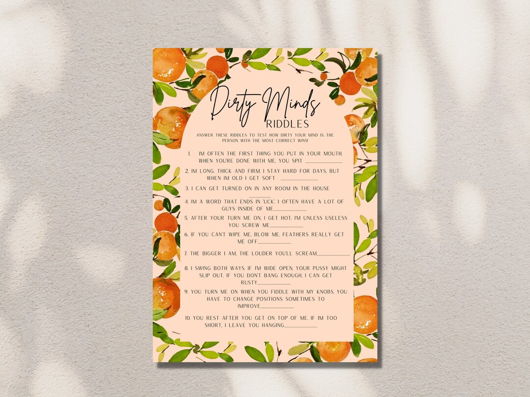 Dirty Minds Riddles Bridal Shower/hens Day Game Main Etsy