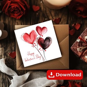 Cartão para impressão "Feliz Dia dos Namorados" | Download digital | Download instantâneo | Cartão faça você mesmo | Cartão-presente