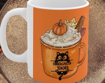 Personalized Teacher Mug: Pumpkin Latte, Fall Coffee Cup (11oz)