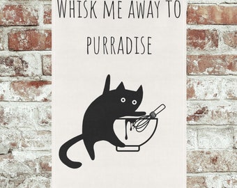 Cat Tea Towel: Funny "Purradise" Kitchen Decor
