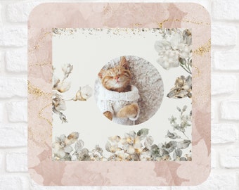 Sleepy Kitty Cork Coaster Set of 4, Gift for Mom, Housewarming Gift, Cat Lover, Kitchen Accessories, Bar Coaster, Cat Mom, Gift for Her