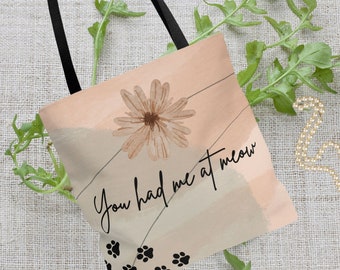 You Had Me At Meow Tote Bag, Aesthetic Bag, Cat Bag, Cat Tote Bag, Gift for Mom, Purse, Beach Bag, Designer Bag, Aesthetic Tote Bag,Cat Tote