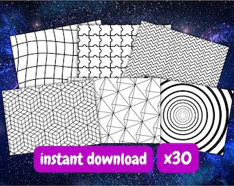 Trippy Shapes Colouring Pages 30 x A4 Colouring Sheets - Printable - Instant Download - Digital