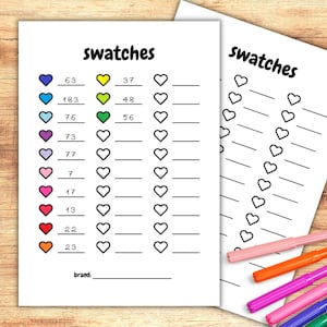 Love Heart Color Swatch Sheet - A4 - Afdrukbaar - Instant Download - PDF - Digitaal product