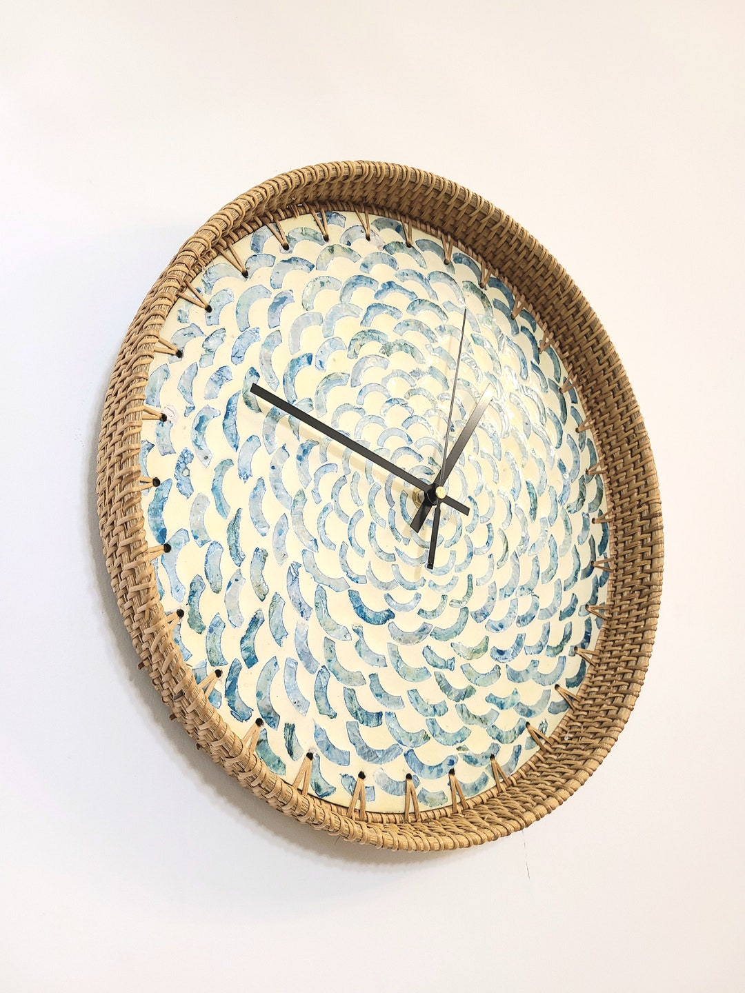 14inch Rattan Wall Clock Unique, Cottagecore Clocks for Wall