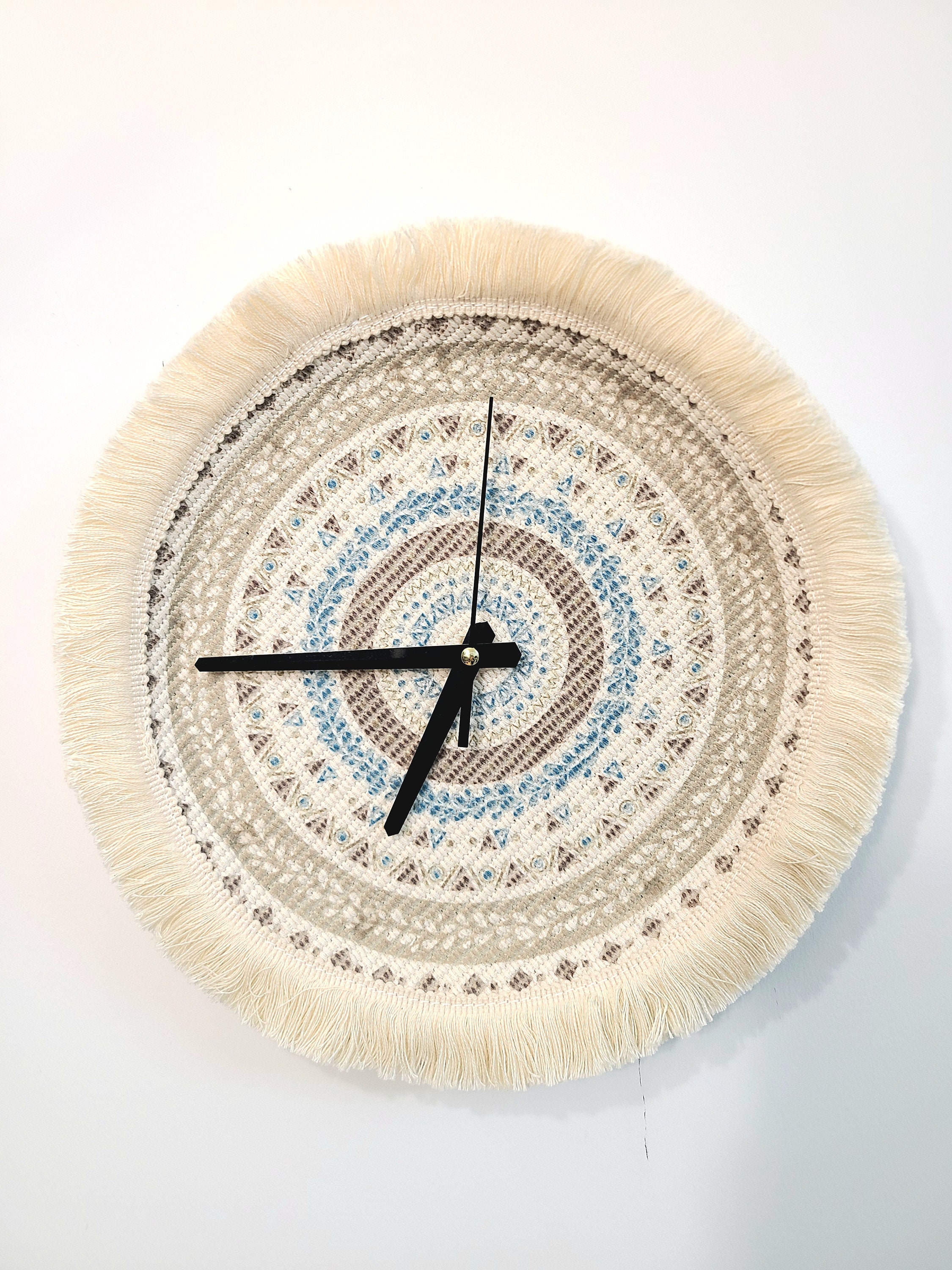 Boho Wall Clock Unique - Macrame Modern Home Decor - Rustic Cottagecore ...