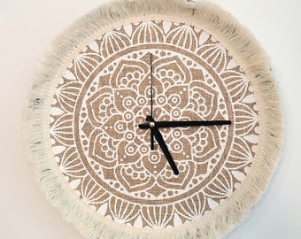 Zegar ścienny Boho Unique - nowoczesne zegary ścienne z makramy - rustykalny wystrój domu Cottagecore - sztuka ścienna Boho - meble do jogi - duży 14x1,4 cala