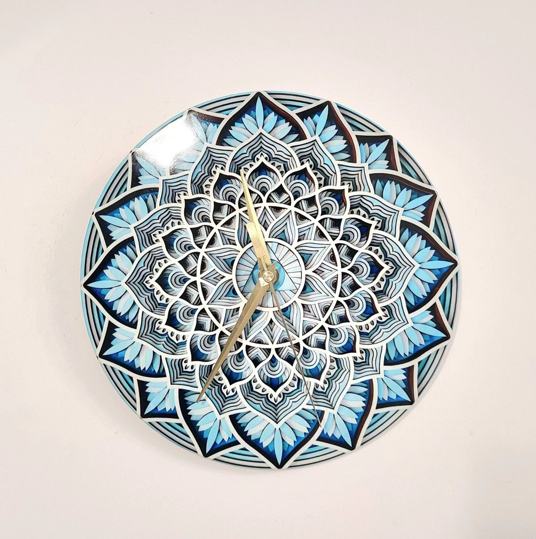 Modern Wall Clock Boho Mandala Wall Art Ceramics Clocks Etsy
