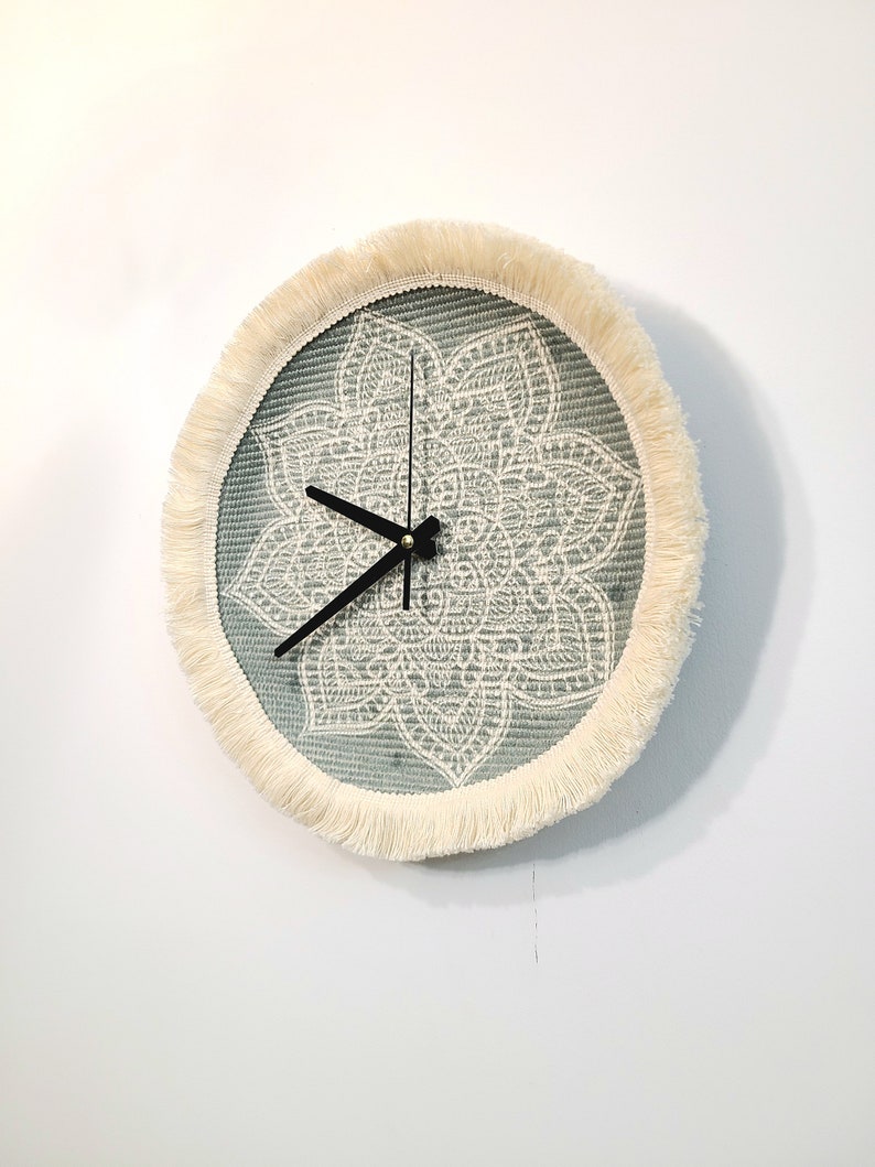 Boho Wall Clock Unique - Macrame Modern Home Decor - Rustic Cottagecore ...