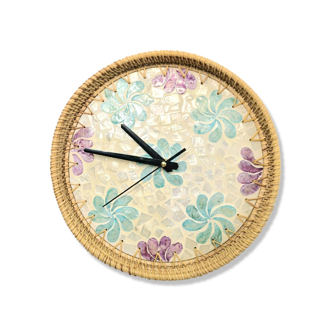 Rattan Wall Clock Unique Colorful Vintage Clocks for Wall Etsy