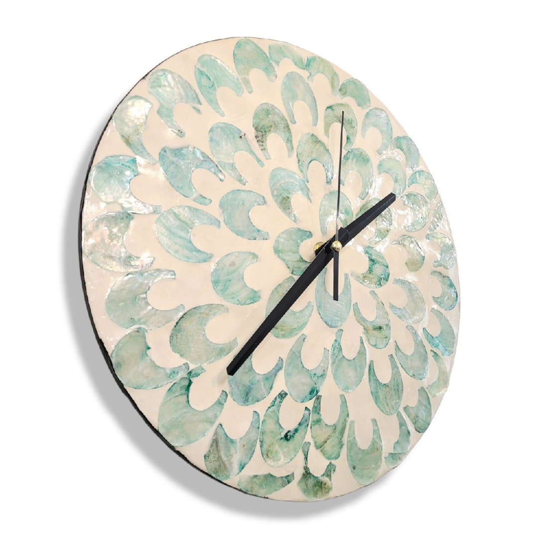 Wall Clock Unique Sage Green Modern Clocks for Wall Minimalist Shell