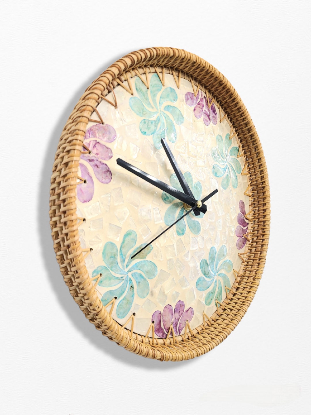 12inch Rattan Wall Clock Unique Colorful Vintage Clocks for Etsy