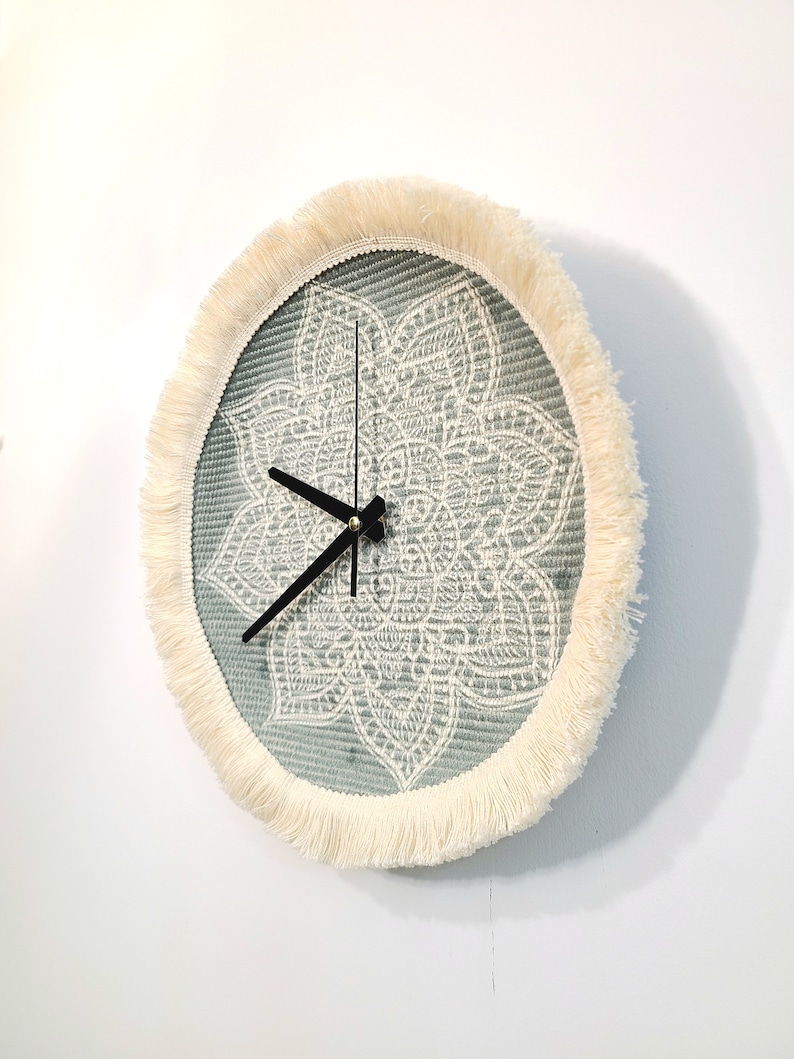 Boho Wall Clock Unique - Macrame Modern Home Decor - Rustic Cottagecore ...
