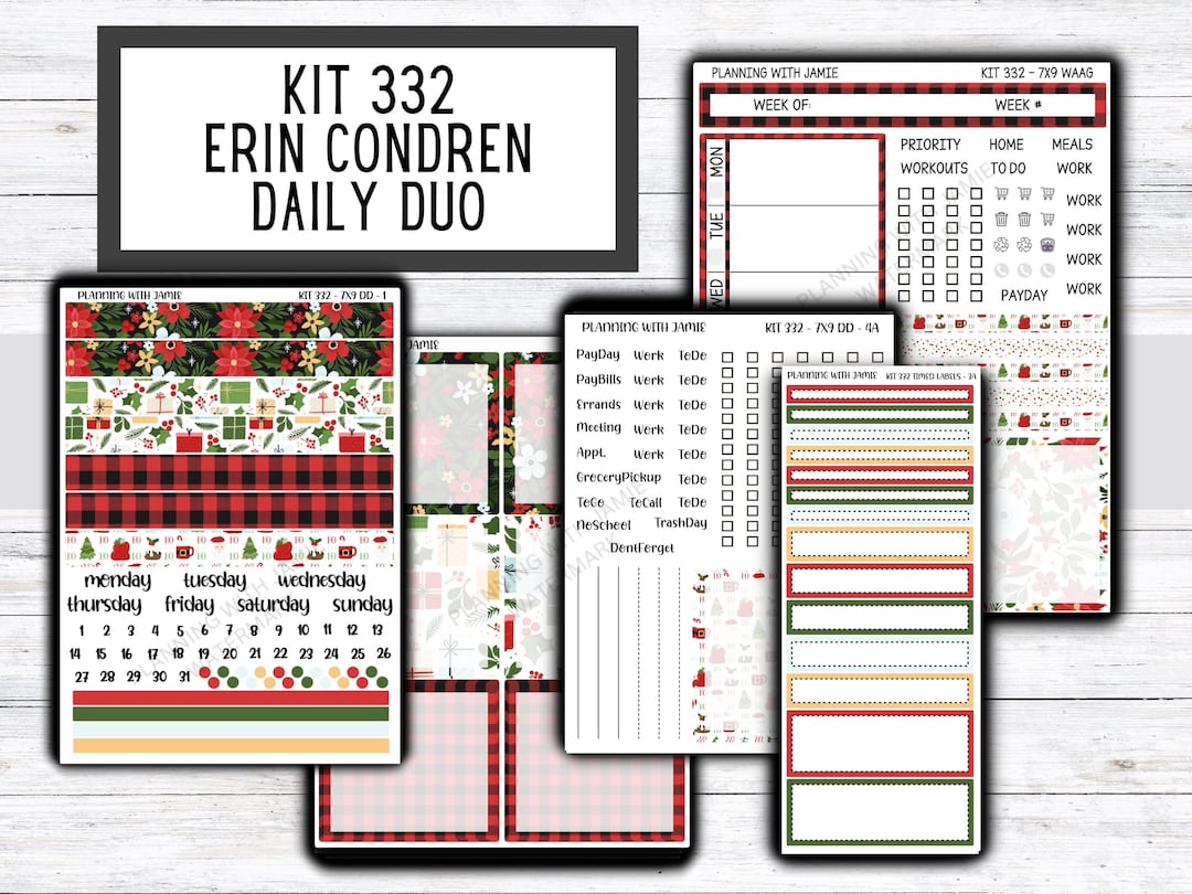 Kit 332 Erin Condren Daily Duo || Weekly Sticker Kit || Daily Duo ...
