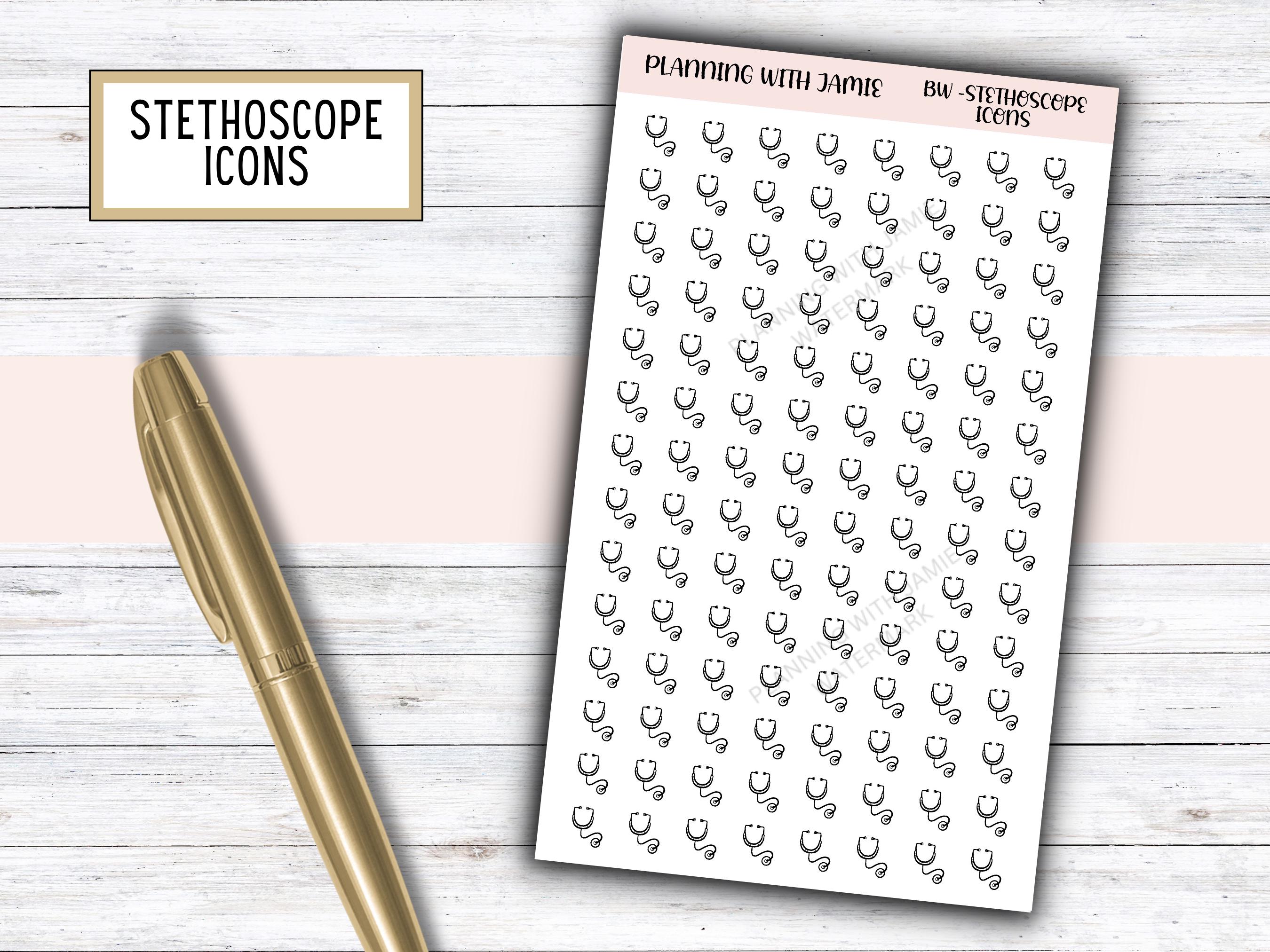 STETHOSCOPE ICONS, Stethoscope Stickers, Nurse Icon Stickers, Daily Icon Stickers, Planning Sticker, Planner Stickers, Schedule Stickers