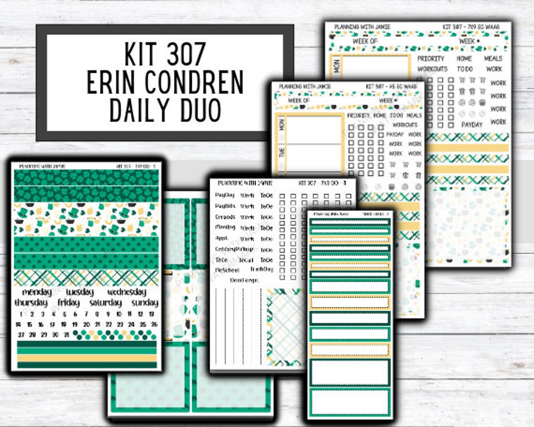 Kit 307 Erin Condren Daily Duo || Weekly Sticker Kit || Daily Duo ...