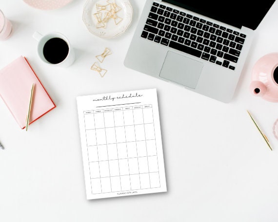 Blank Monthly Calendar - Monday Start | Blank Month Printable | Monday ...