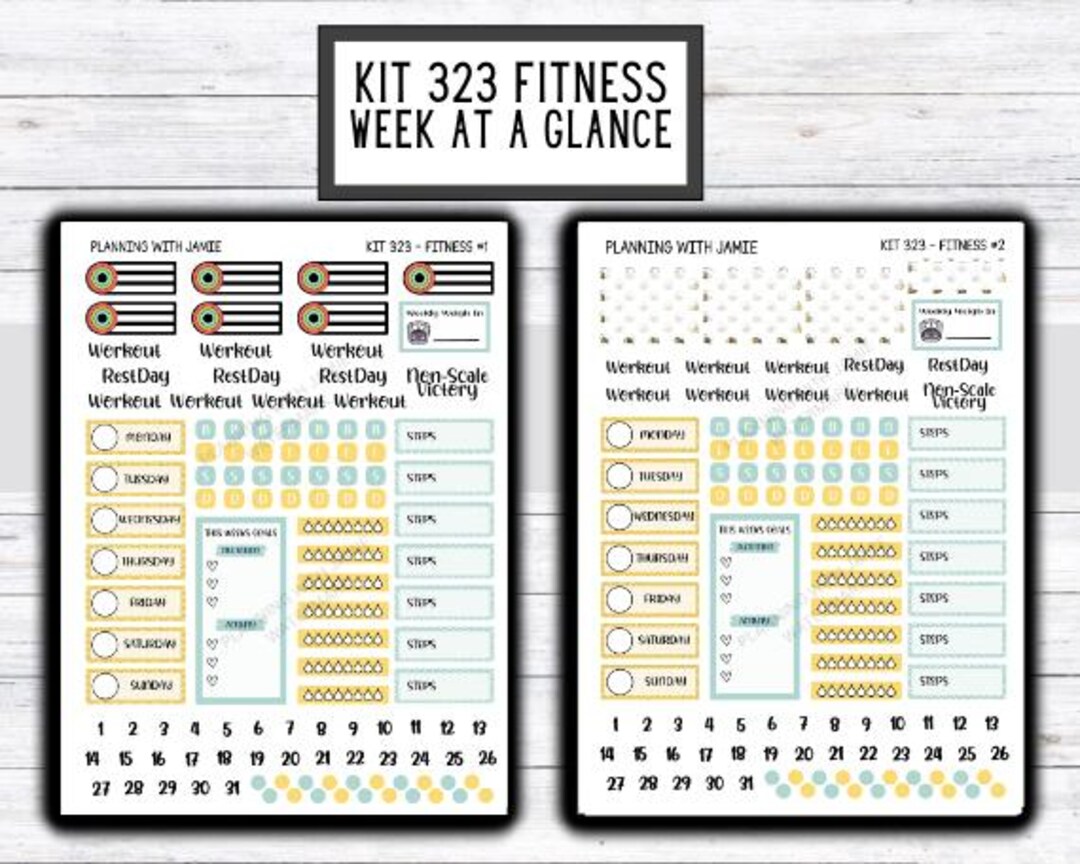 Kit 323 Weekly Fitness Sticker Kit Weekly Sticker Kit Happy Planner ...