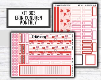 KIT 303 Erin Condren Monthly Kit || Monthly Sticker Kit || Erin Condren Daily Duo Stickers | Valentines Stickers