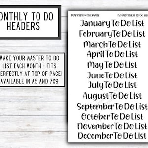 May include: A printable sheet of monthly to-do list headers for a planner. The headers are in black text on a white background. The text reads "January To Do List", "February To Do List", "March To Do List", "April To Do List", "May To Do List", "June To Do List", "July To Do List", "August To Do List", "September To Do List", "October To Do List", "November To Do List", and "December To Do List".
