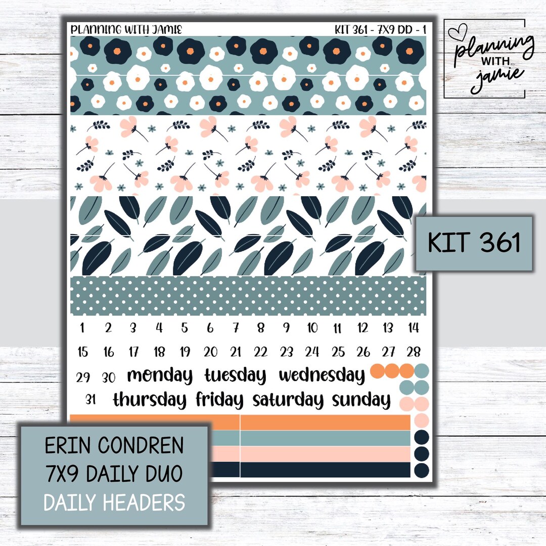 Kit 361 Erin Condren Daily Duo || Weekly Sticker Kit || 7X9 Daily Duo ...